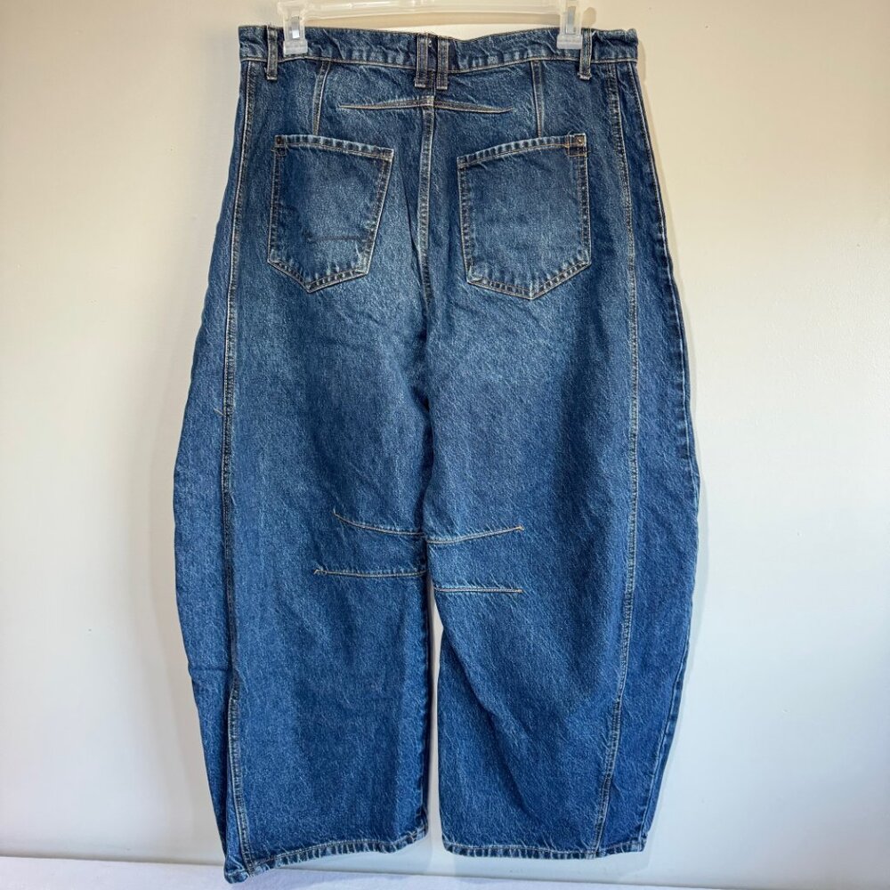 FREE PEOPLE We The Free Good Luck Mid Rise Barrel Leg Jeans in "Deep End" Sz 31 - Picture 6 of 13
